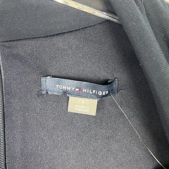 NWT Tommy Hilfiger Stripe Belted Surplice Neck Sheath Dress Navy Size 6 NEW $119 - Picture 7 of 15